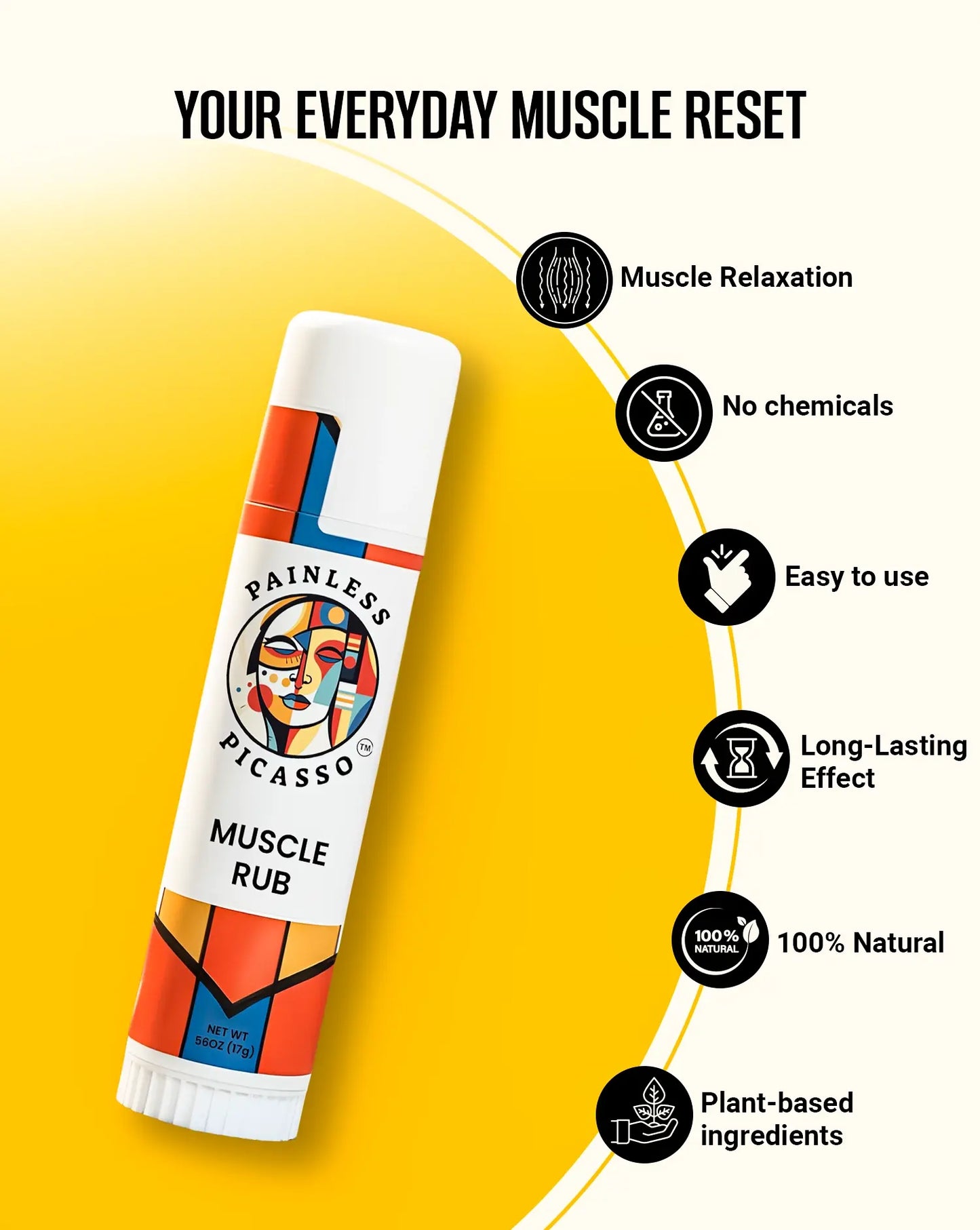 .56 oz 17 g Muscle Rub Natural Effective - Painless Picasso