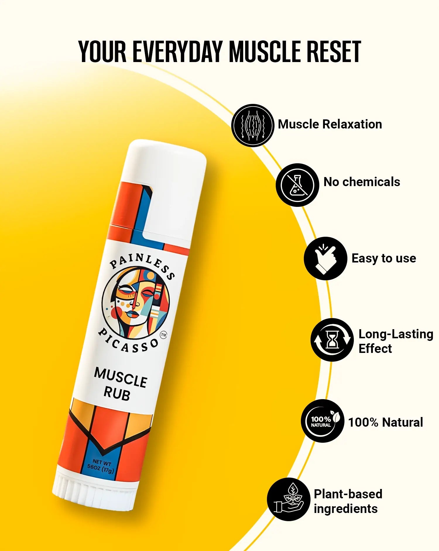 .56 oz 17 g Muscle Rub Natural Effective - Painless Picasso